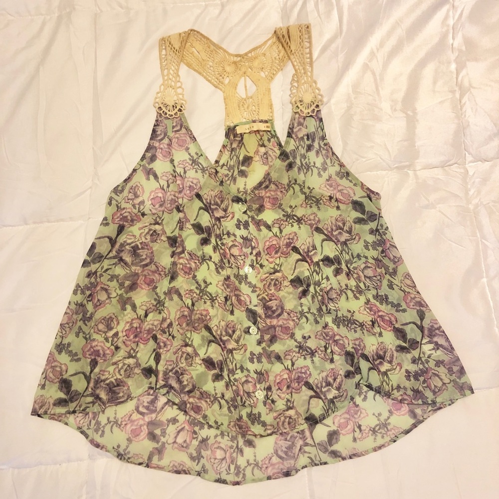 LUSH Crocheted Floral Tank Blouse